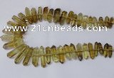 CNG2153 15.5 inches 8*25mm - 10*40mm faceted nuggets lemon quartz beads