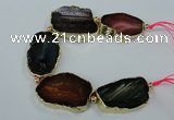 CNG2175 8 inches 30*40mm - 35*45mm freeform agate beads with brass setting