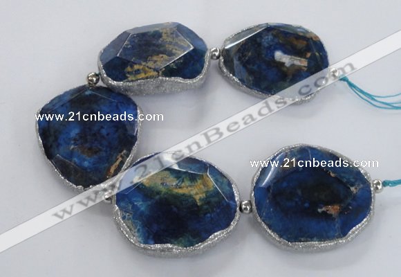 CNG2179 8 inches 40*45mm - 45*50mm freeform agate beads with brass setting