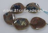 CNG2181 8 inches 40*45mm - 45*50mm freeform agate beads with brass setting