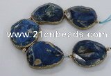 CNG2182 8 inches 40*45mm - 45*50mm freeform agate beads with brass setting