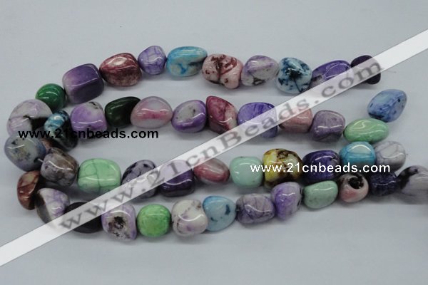 CNG229 15.5 inches 15*20mm nuggets dyed white agate gemstone beads