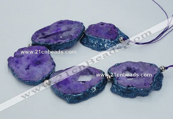 CNG2358 7.5 inches 40*50mm - 55*60mm freeform druzy agate beads