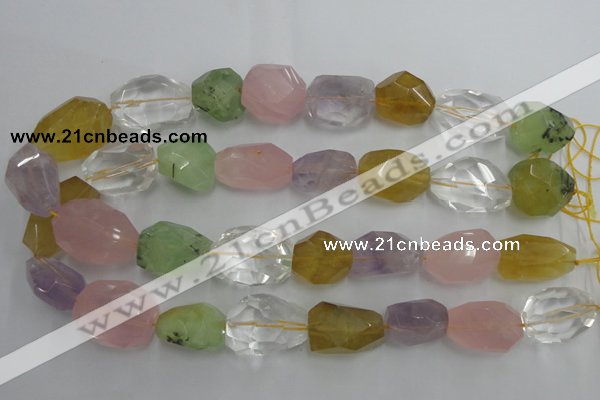 CNG237 15.5 inches 15*20mm – 15*30mm faceted nuggets mixed quartz beads