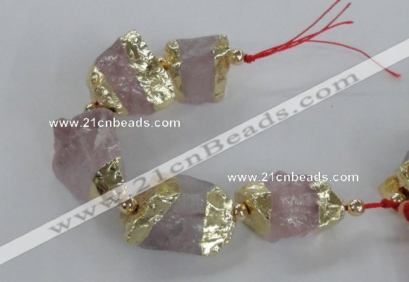 CNG2386 7.5 inches 15*25mm - 20*30mm nuggets rose quartz beads