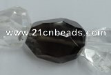 CNG239 18*25mm - 25*30mm faceted nuggets smoky quartz & crystal beads