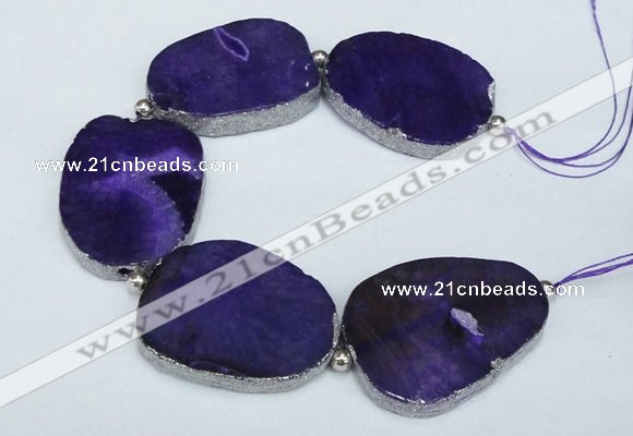 CNG2391 7.5 inches 35*45mm - 45*55mm freeform agate gemstone beads