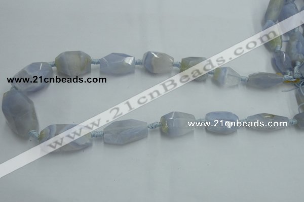 CNG242 15*18mm - 18*28mm faceted nuggets blue chalcedony beads