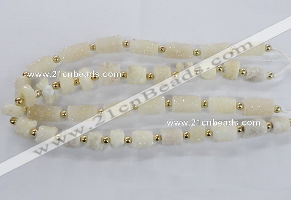 CNG2432 15.5 inches 11*14mm - 14*20mm tube druzy quartz beads