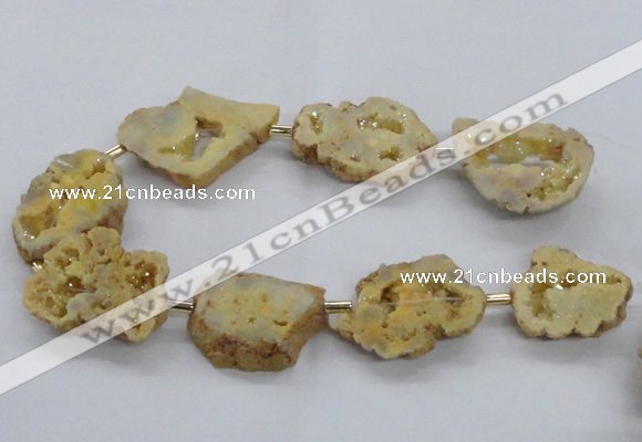 CNG2491 15.5 inches 30*40mm - 40*50mm freeform plated druzy agate beads