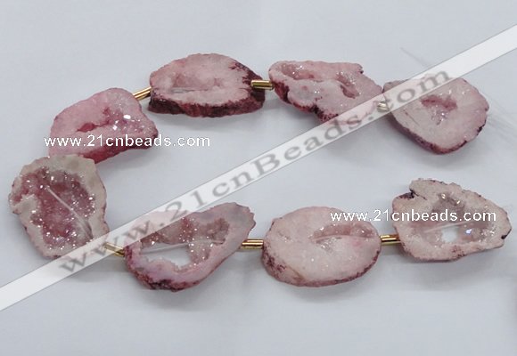 CNG2493 15.5 inches 30*40mm - 40*50mm freeform plated druzy agate beads