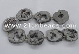 CNG2498 15.5 inches 30*40mm - 40*50mm freeform plated druzy agate beads