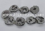 CNG2498 15.5 inches 30*40mm - 40*50mm freeform plated druzy agate beads