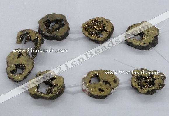 CNG2501 15.5 inches 30*40mm - 40*50mm freeform plated druzy agate beads