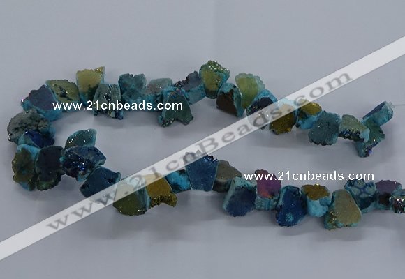 CNG2589 15.5 inches 13*18mm - 15*25mm nuggets plated druzy agate beads