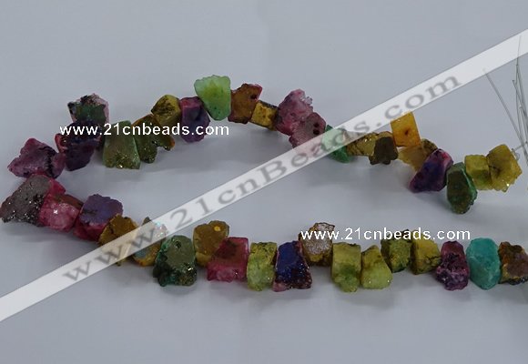 CNG2592 15.5 inches 13*18mm - 15*25mm nuggets plated druzy agate beads