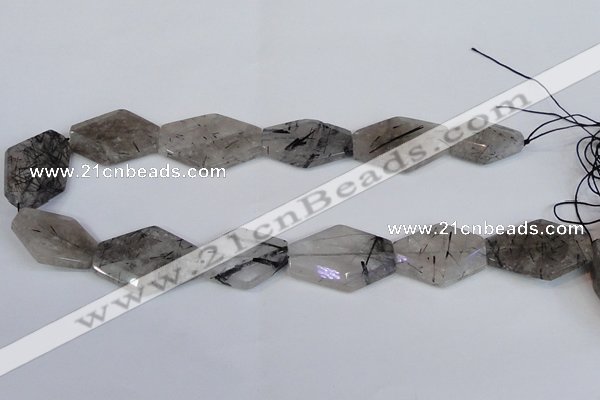 CNG2711 18*25mm - 25*35mm freeform black rutilated quartz beads