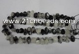 CNG2716 10*14mm - 13*18mm faceted nuggets black rutilated quartz beads