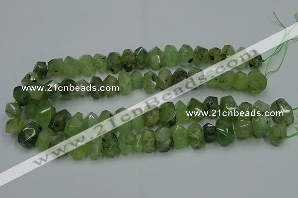 CNG2719 10*14mm - 13*18mm faceted nuggets green rutilated quartz beads