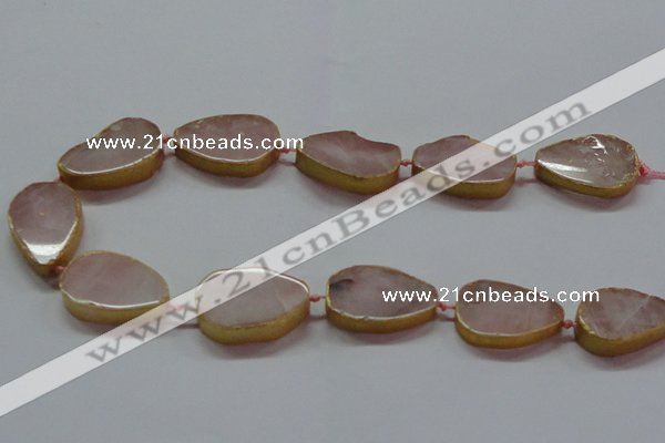 CNG2721 15.5 inches 18*28mm - 20*30mm freeform rose quartz beads