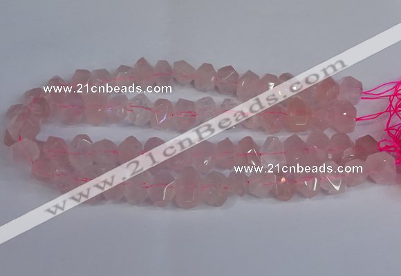 CNG2827 15.5 inches 10*14mm - 13*18mm faceted nuggets rose quartz beads