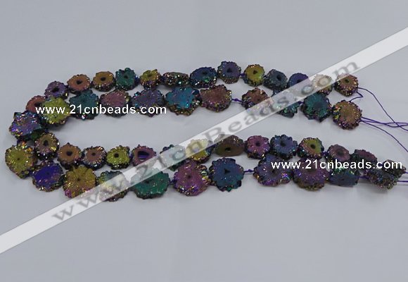 CNG2938 15.5 inches 8*10mm - 15*18mm freeform plated druzy agate beads