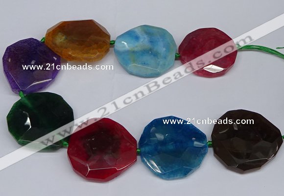 CNG2963 15.5 inches 42*45mm - 45*50mm faceted freeform agate beads