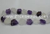 CNG3006 15*20mm - 22*30mm nuggets amethyst & white crystal beads