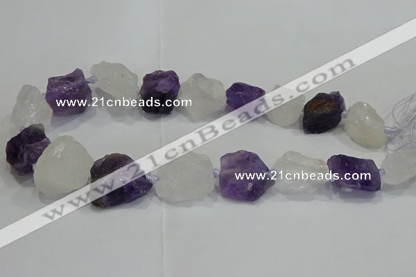 CNG3006 15*20mm - 22*30mm nuggets amethyst & white crystal beads