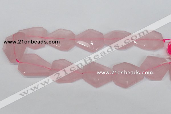 CNG301 15.5 inches 25*35mm faceted nuggets rose quartz beads