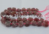 CNG3023 15.5 inches 15*20mm - 22*30mm nuggets strawberry quartz beads