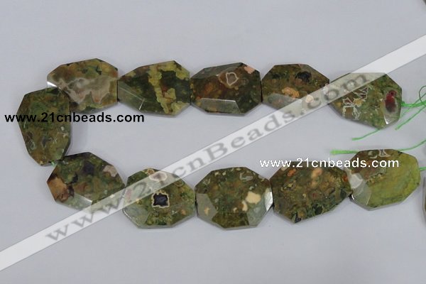 CNG303 15.5 inches 28*38mm faceted nuggets peacock gemstone beads