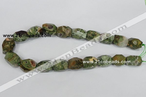 CNG305 15.5 inches 15*20mm faceted nuggets peacock gemstone beads
