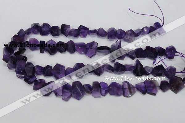 CNG307 15.5 inches 10*15mm faceted nuggets amethyst gemstone beads