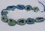 CNG3092 15.5 inches 25*30mm - 35*50mm freeform plated druzy agate beads