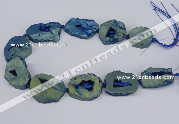 CNG3092 15.5 inches 25*30mm - 35*50mm freeform plated druzy agate beads