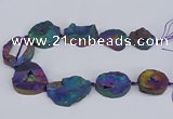 CNG3094 15.5 inches 25*30mm - 35*50mm freeform plated druzy agate beads