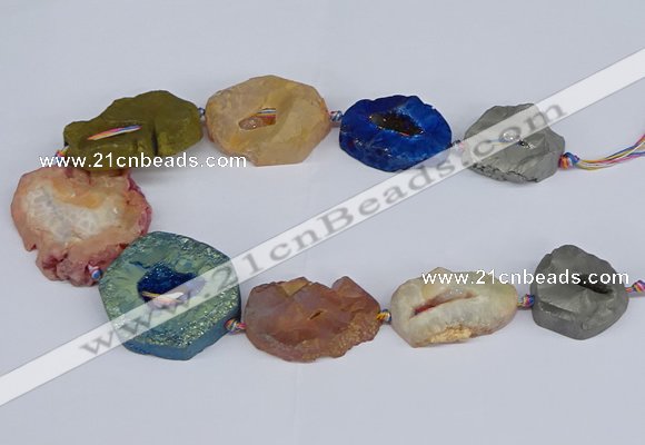 CNG3096 15.5 inches 25*30mm - 35*50mm freeform plated druzy agate beads