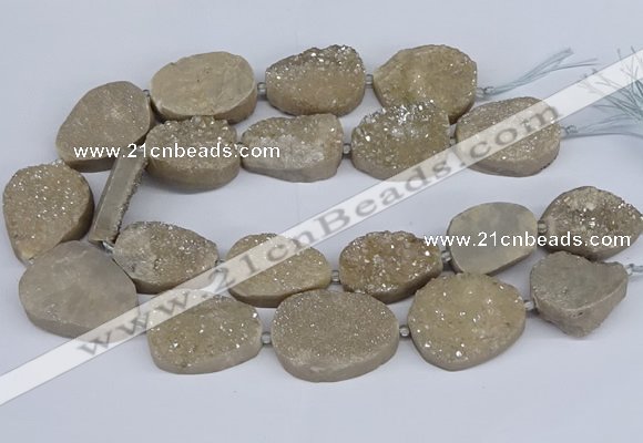 CNG3141 15.5 inches 22*30mm - 28*40mm freeform plated druzy agate beads