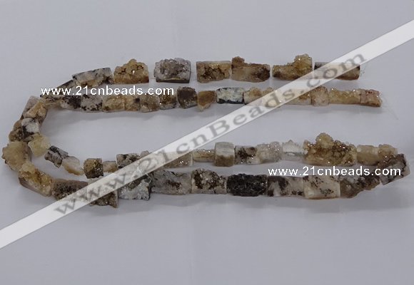 CNG3151 15.5 inche 8*15mm - 11*20mm freeform plated druzy agate beads