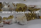 CNG3156 15.5 inche 8*15mm - 11*20mm freeform plated druzy agate beads