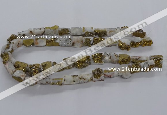 CNG3156 15.5 inche 8*15mm - 11*20mm freeform plated druzy agate beads