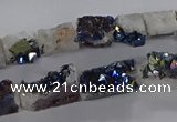 CNG3158 15.5 inche 8*15mm - 11*20mm freeform plated druzy agate beads