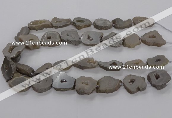 CNG3160 15.5 inches 13*18mm - 18*25mm freeform plated druzy agate beads