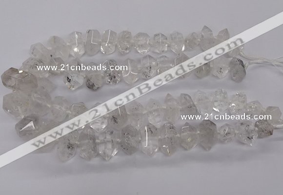 CNG3197 10*20mm - 15*30mm faceted nuggets white crystal beads