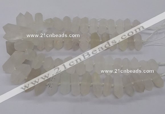 CNG3198 10*25mm - 16*40mm faceted nuggets matte white crystal beads