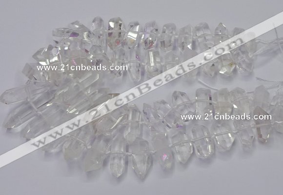 CNG3200 10*25mm - 12*45mm faceted nuggets white crystal beads