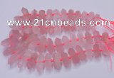 CNG3201 10*25mm - 12*45mm faceted nuggets rose quartz beads