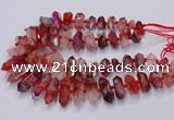 CNG3204 10*25mm - 12*45mm faceted nuggets pink quartz beads