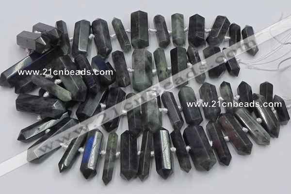 CNG3211 15.5 inches 10*25mm - 12*45mm faceted nuggets labradorite beads